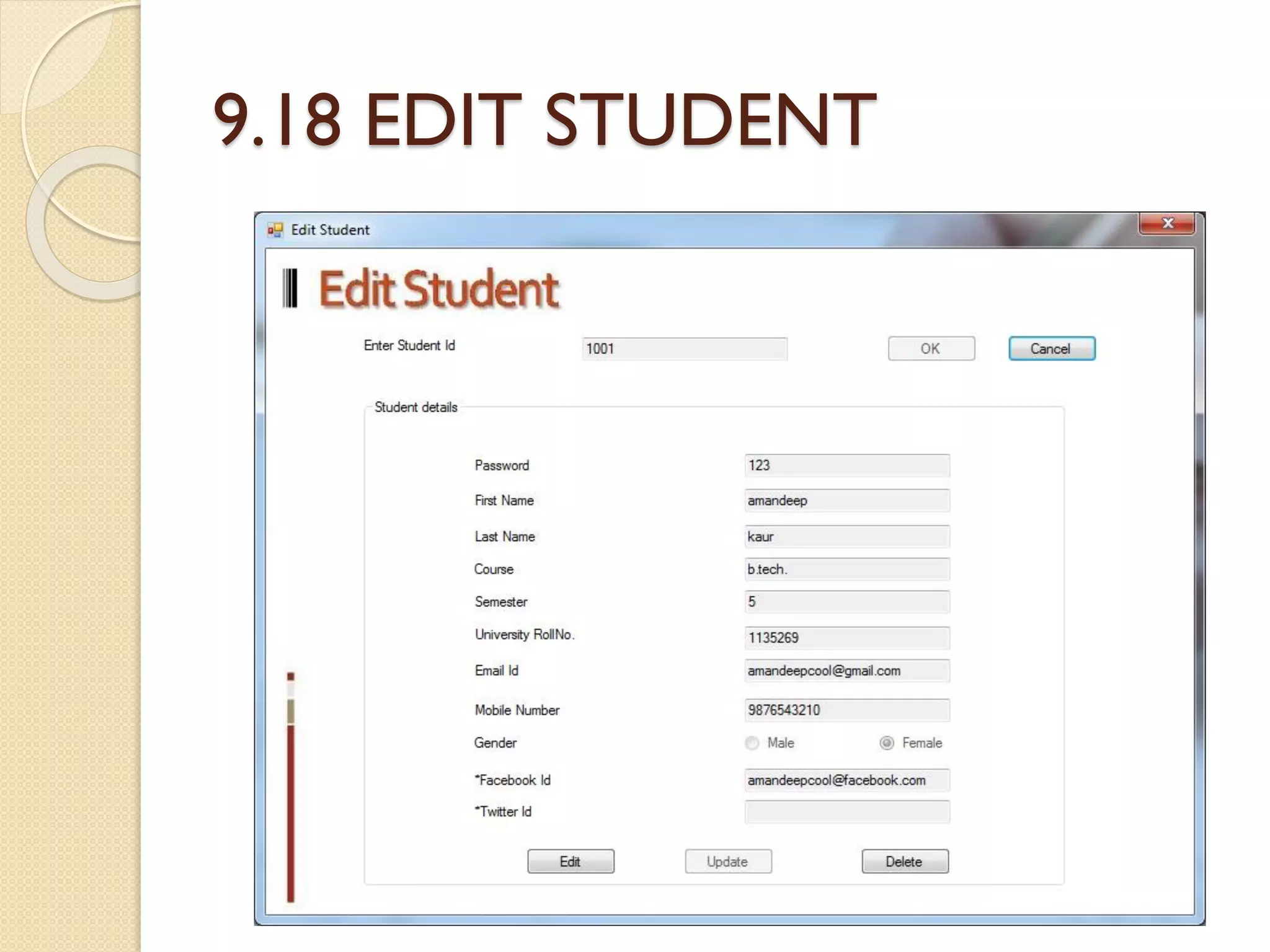 9.18 EDIT STUDENT
 