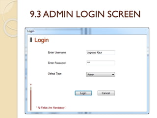9.3 ADMIN LOGIN SCREEN
 