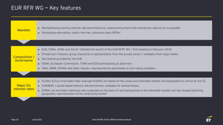 EUR RFR WG — Key features
April 2020 Joint EFAMA and EY IBOR transition webcastPage 18
Mandate
► Strengthening existing in...