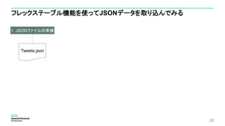 22
フレックステーブル機能を使ってJSONデータを取り込んでみる
Tweets.json
1. JSONファイルの準備
 