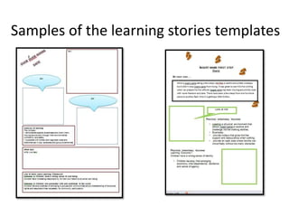 Samples of the learning stories templates
 