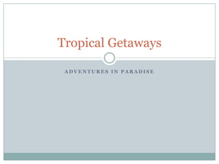 Tropical Getaways
ADVENTURES IN PARADISE

 