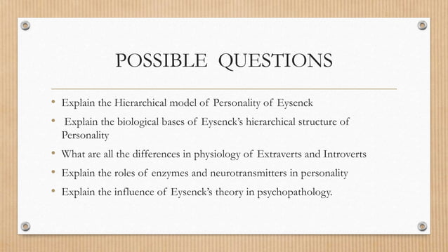 Eysenck’s Hierarchial Model of Personality | PPTX | Genetics | Science