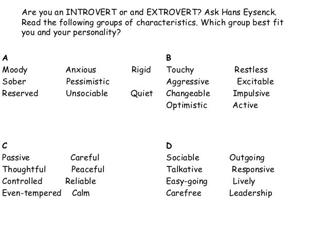 Eysenck's personality test