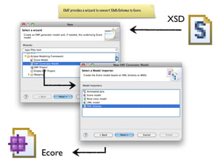 EMF provides a wizard to convert XML-Schema to Ecore.


                                                                XSD




Ecore
 