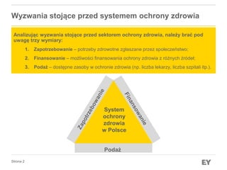 Wyzwania stojące przed systemem ochrony zdrowia 
Analizując wyzwania stojące przed sektorem ochrony zdrowia, należy brać p...