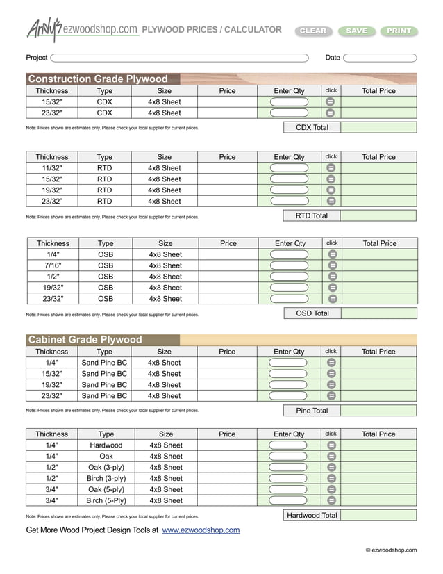 Plywood Calculator - Woodworking Guide | PDF