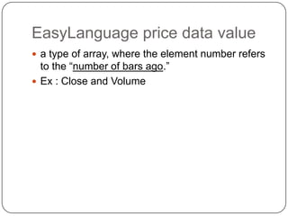 PlotPlot：畫技術指標畫技術分析的輔助線               {把計算結果的MACD再做一條它的９天平均}Plot1(MACD(Close, FastMA, SlowMA), "MACD");Plot2(XAverage(MACD(Close, FastMA, SlowMA), MacdMA), "MACDAvg");Plot2(XAverage(Plot1, MacdMA), "MACDAvg");