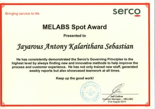 Spot Award2 - Serco MELABS