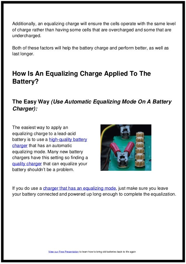 What Is An Equalizing Charge, Why Is It Needed, And How to Apply One To