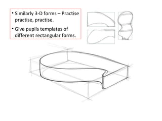 Similarly 3-D forms – Practise practise, practise. Give pupils templates of different rectangular forms. 