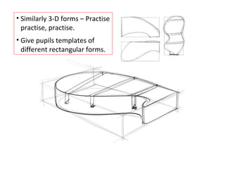Similarly 3-D forms – Practise practise, practise. Give pupils templates of different rectangular forms. 