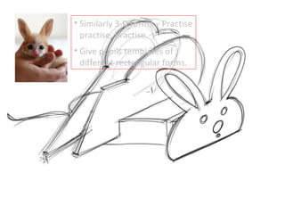 Similarly 3-D forms – Practise practise, practise. Give pupils templates of different rectangular forms. 