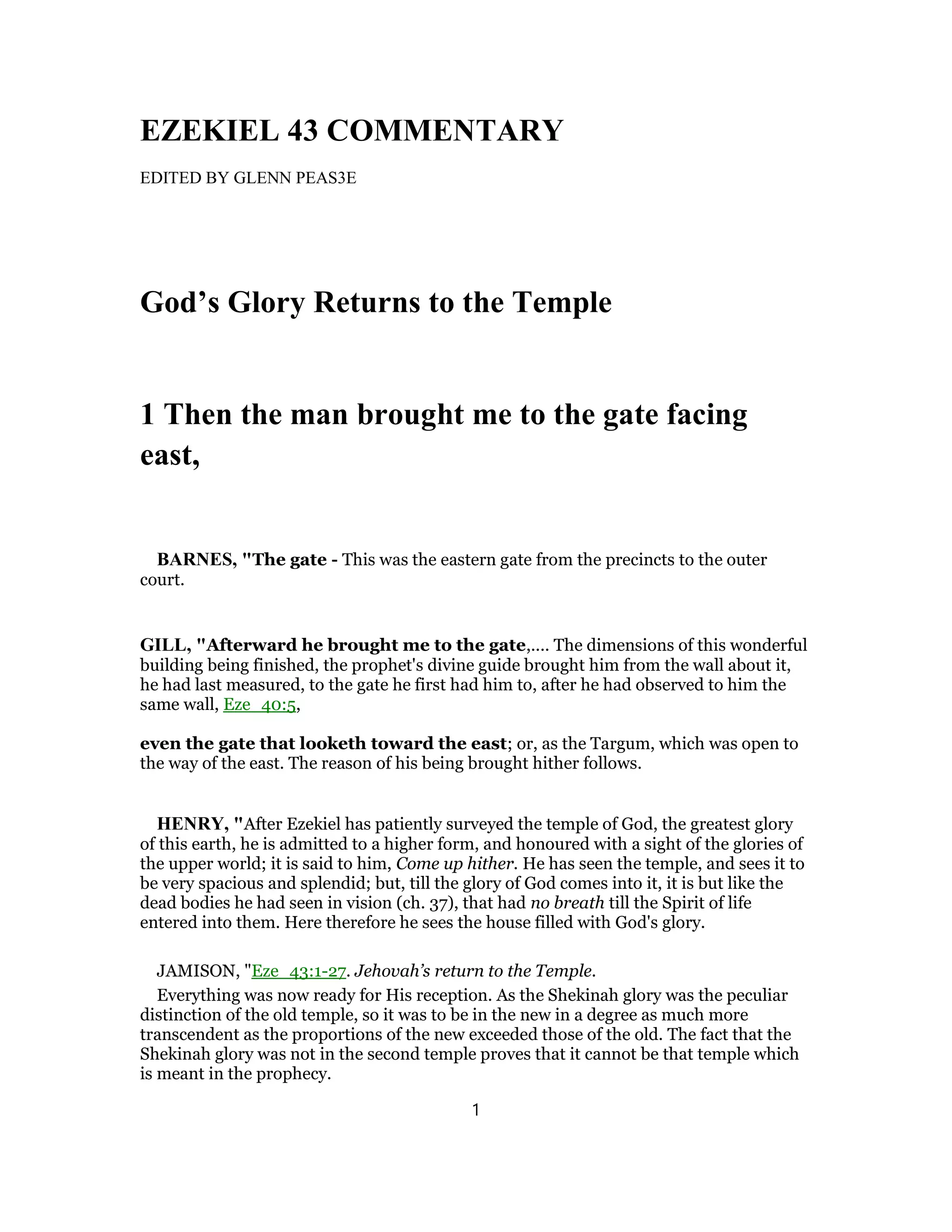 Ezekiel 43 commentary | PDF