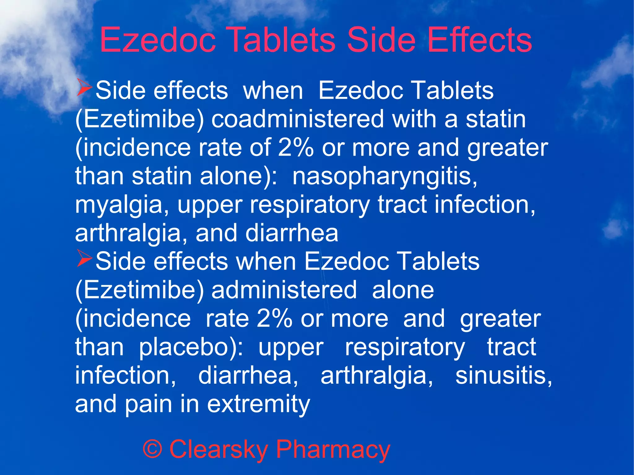 EZETIMIBE SIDE EFFECTS COMMON SEVERE LONG TERM visual data 7