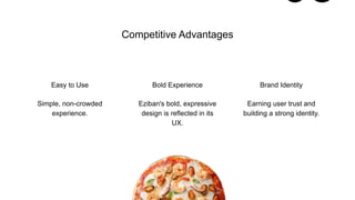 Competitive Advantages
05
Simple, non-crowded
experience.
Eziban's bold, expressive
design is reflected in its
UX.
Earning...