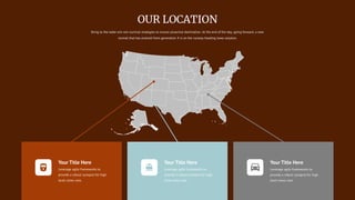 Your Title Here
Leverage agile frameworks to
provide a robust synopsis for high
level views new.
Your Title Here
Leverage agile frameworks to
provide a robust synopsis for high
level views new.
Your Title Here
Leverage agile frameworks to
provide a robust synopsis for high
level views new.
Bring to the table win-win survival strategies to ensure proactive domination. At the end of the day, going forward, a new
normal that has evolved from generation X is on the runway heading towa solution.
OUR LOCATION
 