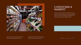 I COULD HAD A
MARKET!
Proactively envisioned multimedia based expertise and cross to
media growth strategies. Seamlessly visualize quality intellectual
capital without superior. Collaboration. Leverage agile service
frameworks to provide a robust seamlessly visualize.
Proactively envisioned multimedia based expertise
and cross-media growth strategies visualize.
Capital without superior and idea share interactiv
coordinate for proactive via process centric. W W W . E Z M E A . C O M
 
