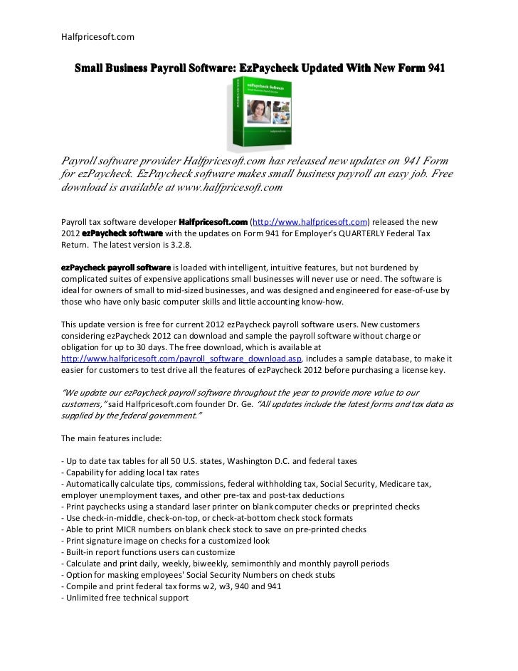 small business payroll software ezpaycheck updated with new form 941 form 941 software