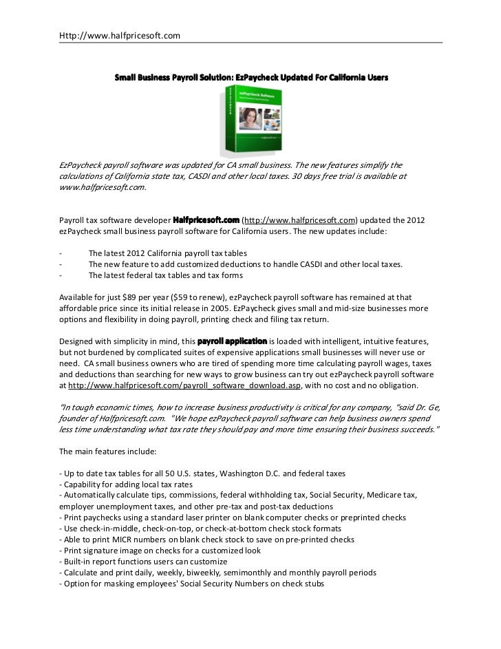 small business payroll solution ezpaycheck updated for california us how to calculate california payroll taxes