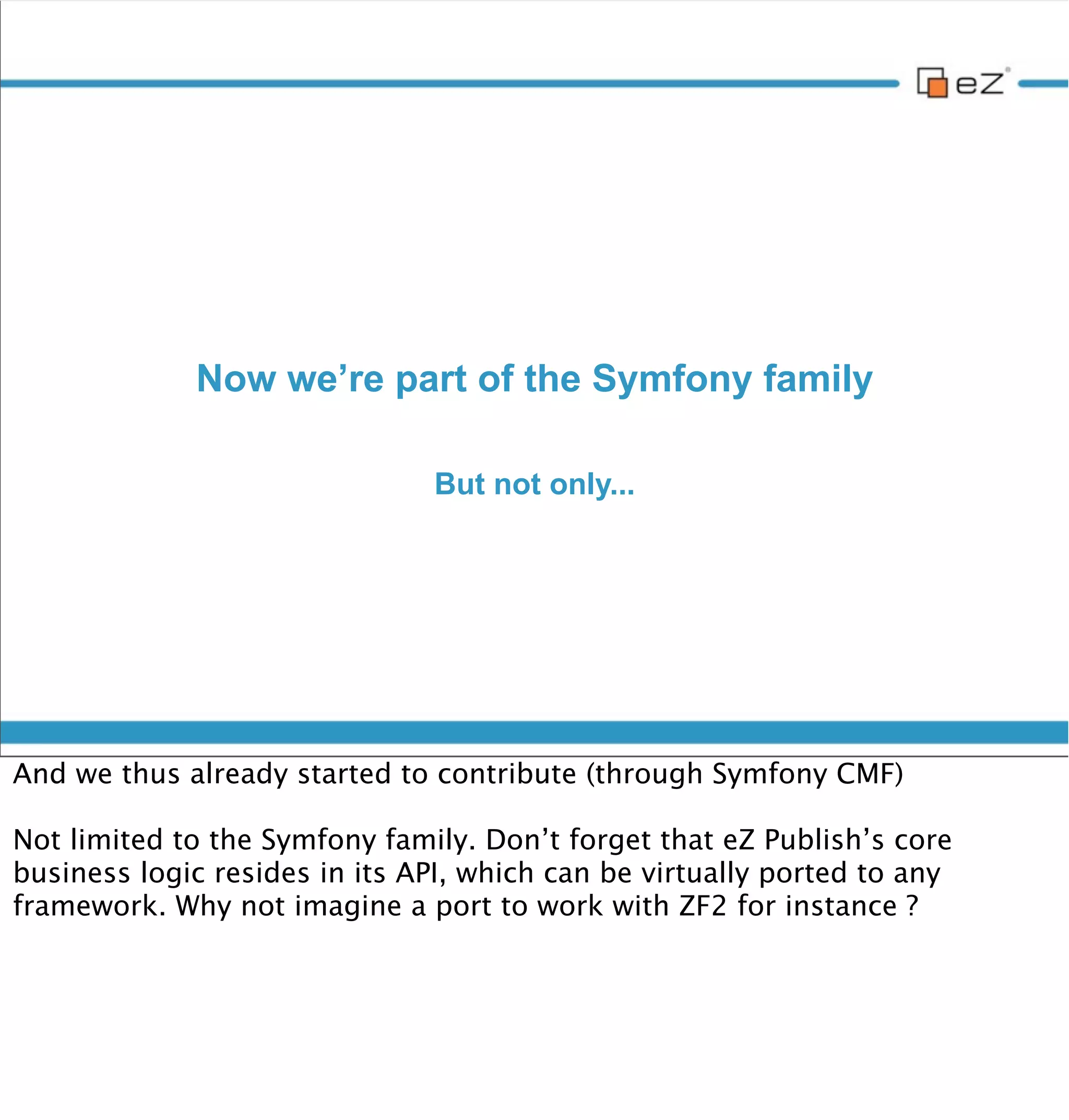 Fin

                                      Twitter : @jvieilledent
                                       https://joind.in/7563
                                  http://github.com/lolautruche
                          http://share.ez.no/community/profile/11256
                                                                       21

vendredi 30 novembre 12
 
