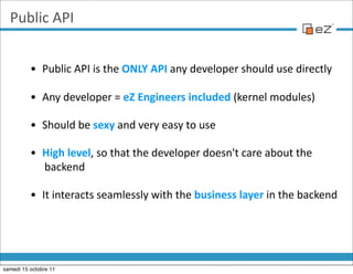 Public  API


          • Public  API  is  the  ONLY  API  any  developer  should  use  directly

          • Any  develop...