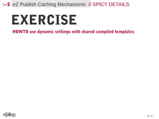 :~$ eZ Publish Caching Mechanisms // SPICY DETAILS


   EXERCISE
   HOWTO use dynamic settings with shared compiled templates




                                                               20 / 61
 