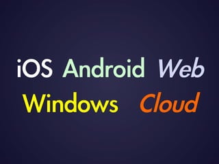 iOS	 Android	 Web	 
Windows	 	 Cloud
 