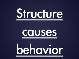 Structure	 
causes	 
behavior
 