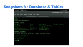 Snapshots 4 : Database & Tables
 