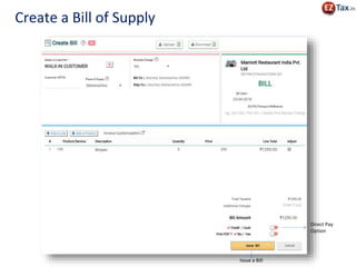 Issue a Bill
Direct Pay
Option
Create a Bill of Supply
 