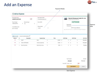 Save Expense
Expense
Date
Payment Mode
Add an Expense
 