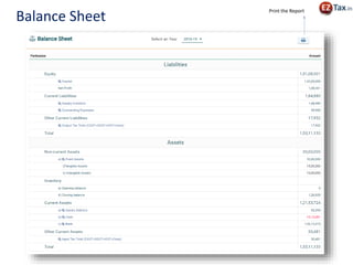 Balance Sheet
Print the Report
 