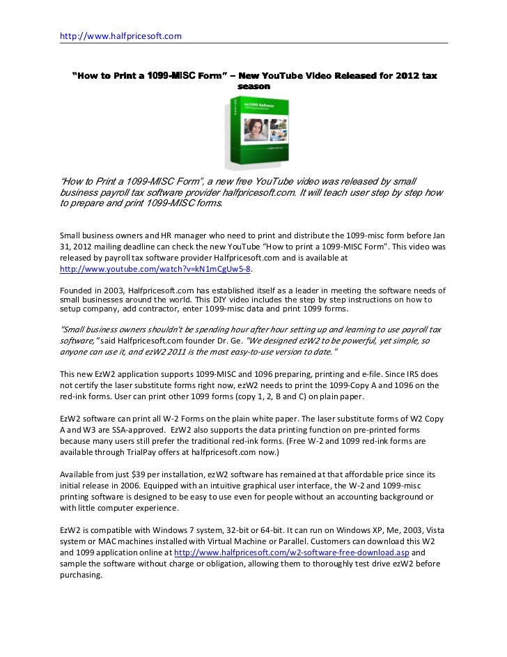 how to print a 1099 misc form new youtube video released for 2012 2012 w3 form