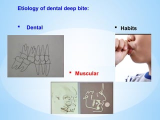 Etiology of dental deep bite:
 Dental  Habits
 Muscular
 