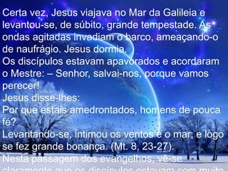 A voz humana, através da radiofonia, é transmitida de um continente a outro, com absoluta fidelidade; todavia, não prescinde do remoinho eletrônico que, devidamente disciplinado, lhe transporta as ondulações.         Não podemos, desse modo, plasmar realização alguma sem atitude positiva de confiança.         Entretanto, como exprimir a fé? --  indaga-se muitas vezes.         A fé não encontra definição no vocabulário vulgar.         É força que nasce com a própria alma, certeza instintiva na Sabedoria de Deus que é a sabedoria da própria vida. Palpita em todos os seres, vibra em todas as coisas.  Mostra-se no cristal fraturado que se recompõe, humilde, e revela-se na árvore decepada que se refaz, gradativamente, entregando-se às leis de renovação que abarcam a Natureza.  (Ver:Alma grupo) 