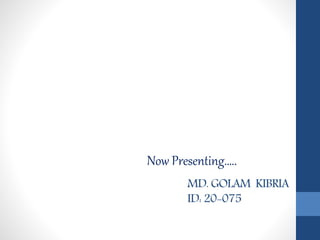 MD. GOLAM KIBRIA
ID: 20-075
Now Presenting…..
 