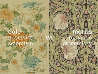positivist
scientism
romantic
biomimicry
cole morris
vs
 