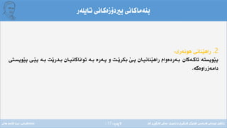 ‫ِة‬‫ر‬‫الثة‬(17)
‫تايلةر‬ ‫بريدؤزةكانى‬ ‫بنةماكانى‬
2.‫هونةرى‬ ‫َنانى‬‫ي‬‫راه‬:
‫تاكـةكان‬ ‫َويستة‬‫ي‬‫ث‬‫َويسـت‬‫ي‬‫ث‬ ‫َـى‬‫ي‬‫ث‬ ‫بـة‬ ‫َت‬‫ي‬‫بـدر‬ ‫تواناكانيـان‬ ‫بـة‬ ‫ثـةرة‬ ‫و‬ ‫َـت‬‫ي‬‫بكر‬ َ‫ي‬‫ثـ‬ ‫َنانيـان‬‫ي‬‫راه‬ ‫بـةردةوام‬‫ى‬
‫دامةزراوةكة‬.
‫فةرةنسى‬ ‫لوبنانى‬ ‫زانكؤى‬/‫ئابورى‬ ‫و‬ ‫ِى‬‫ر‬َ‫ي‬‫كارط‬ ‫َذى‬‫ي‬‫كؤل‬/‫كار‬ ‫ِى‬‫ر‬َ‫ي‬‫كارط‬ ‫بةشى‬‫ئامادةكردنى‬:‫عةىل‬ ‫قاسم‬ ‫بروا‬
 