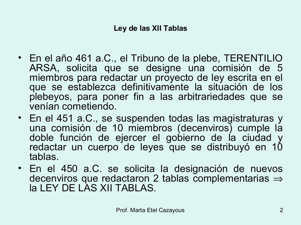 La Ley de las XII tablas