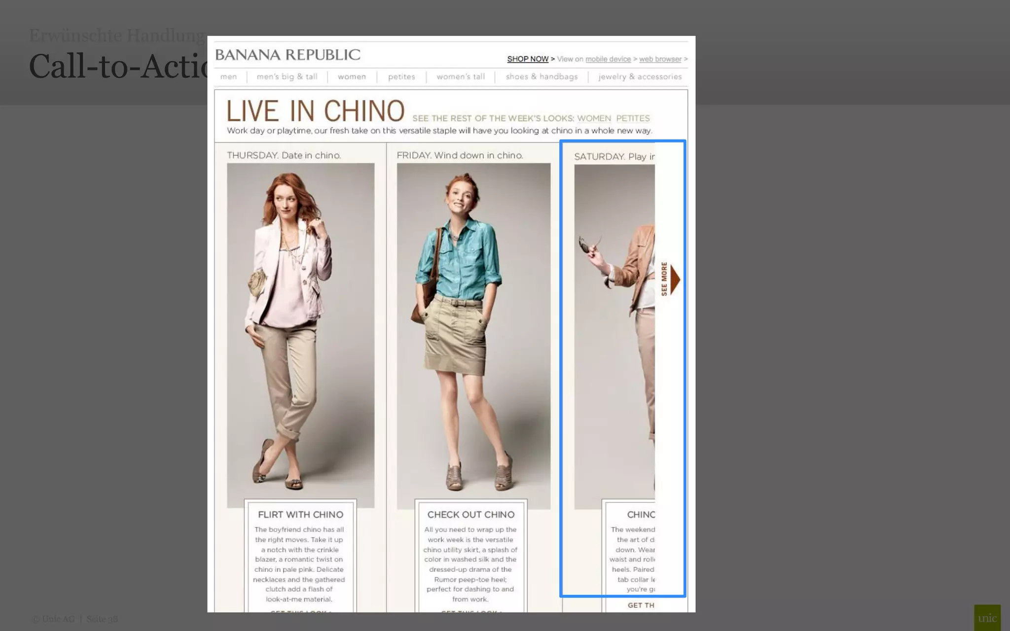 Erwünschte Handlung

Call-to-Action




© Unic AG | Seite 38
 