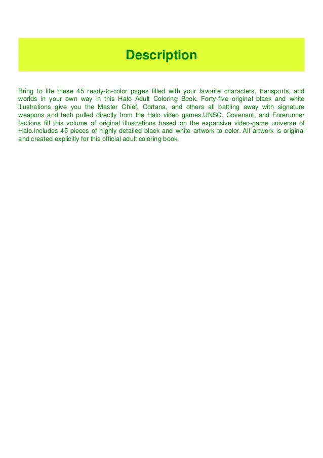 Download F R E E D O W N L O A D R E A D Halo Coloring Book Pdf Kindle