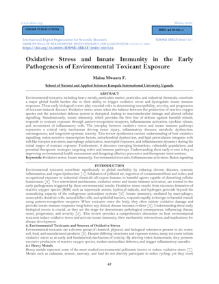 Oxidative Stress and Innate Immunity in the Early Pathogenesis of ...