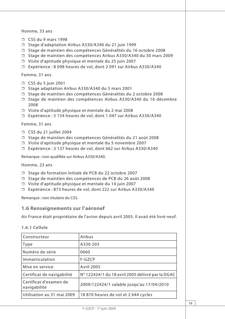 Rapport D Etape Sur L Accident De L Airbus A330 D Air France Vol Af4