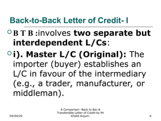 F-Differwnce between transferable and back to back LC | PPT