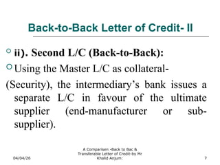 F-Differwnce between transferable and back to back LC | PPT