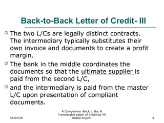 F-Differwnce between transferable and back to back LC | PPT