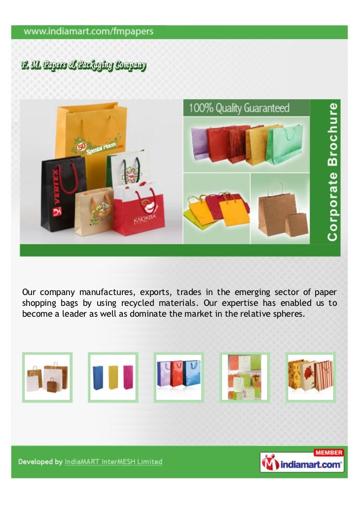 F. M. Papers & Packaging Company, Delhi, Paper Bags