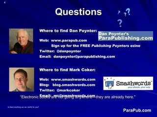 Dan Poynter - Mark Coker Presentation: Print Books to Ebooks