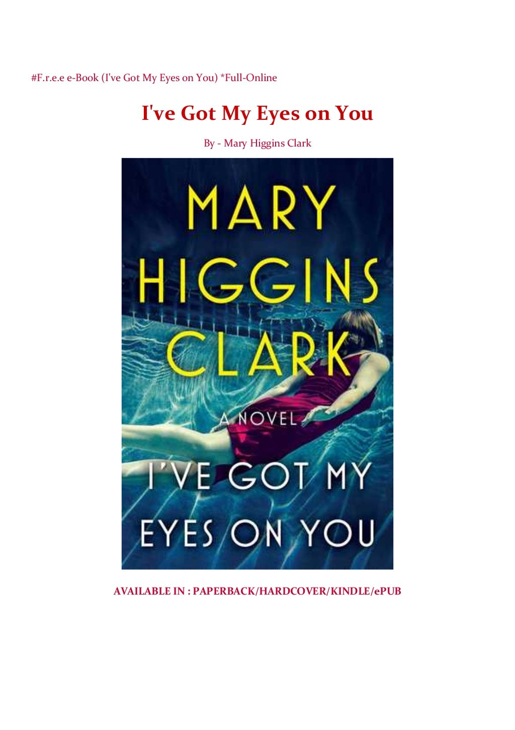 F r e e E Book I ve Got My Eyes On You Full Online f-r-e-e-e-book-i-ve-got-my-eyes-on-you-full-online